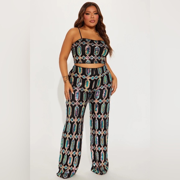 Just Your Fairytale Sequin Pant Set - Black/combo - Picture 2 of 5